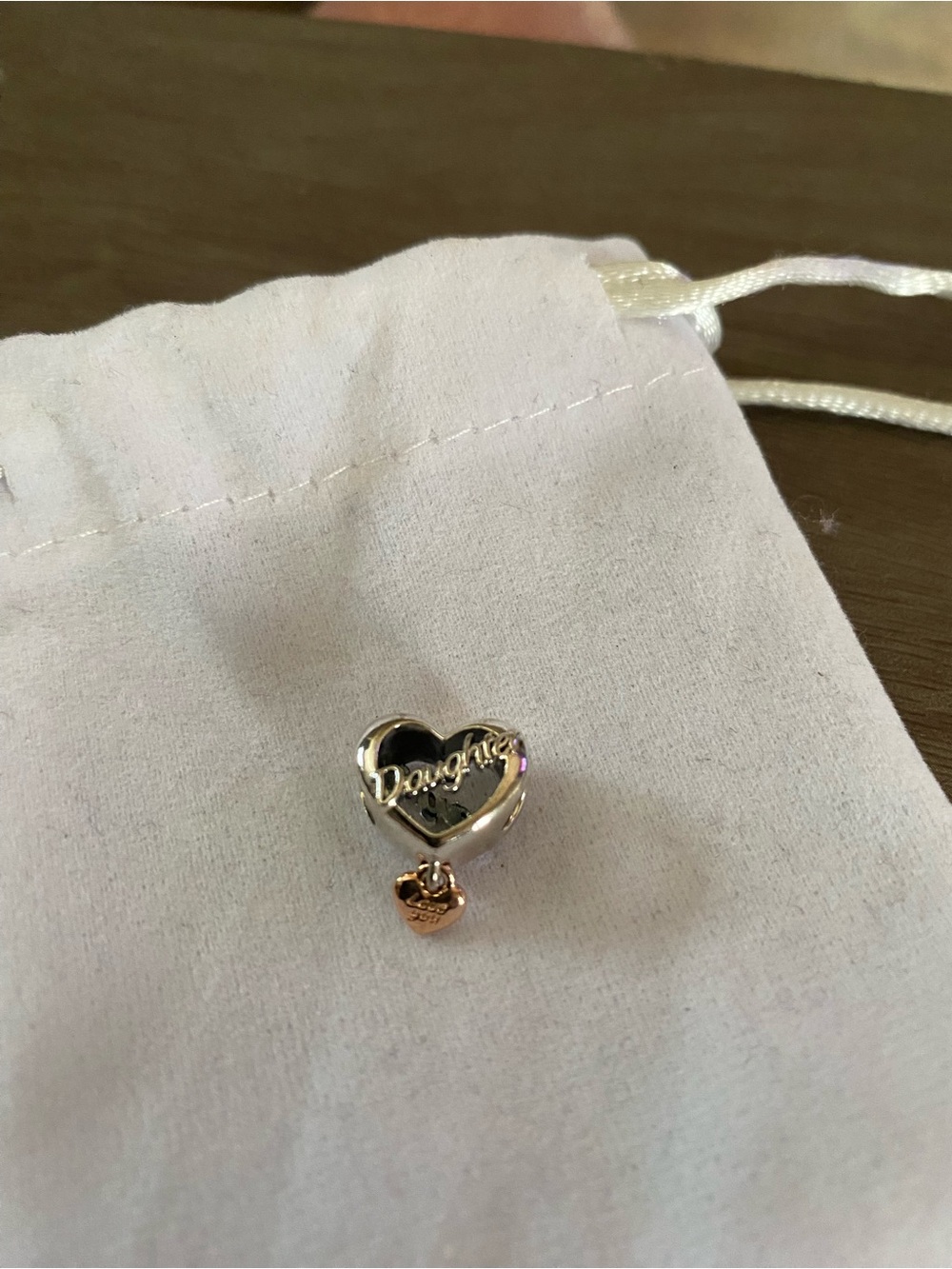 Heart 'Daughter' Two-Tone Charm